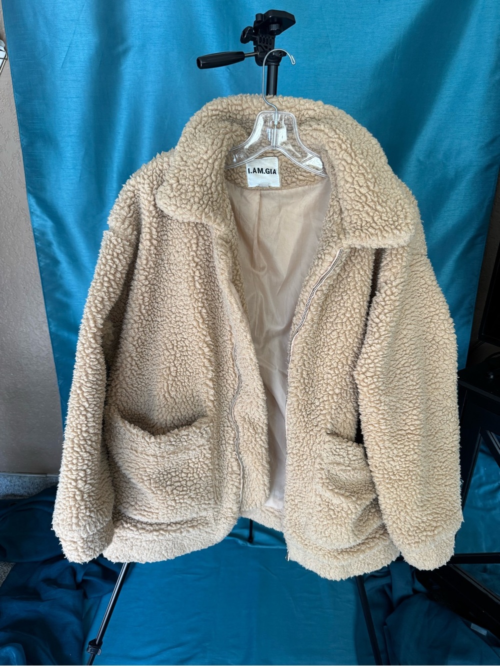 I.AM.GIA Pixie Teddy Sherpa Jacket Beige Oversized Y2K It Girl Coat